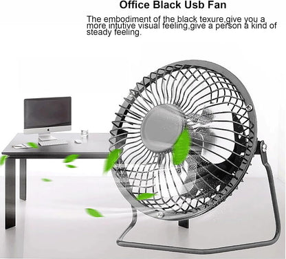 Metal Small 4 Inch USB Desk Fan (BLACK)