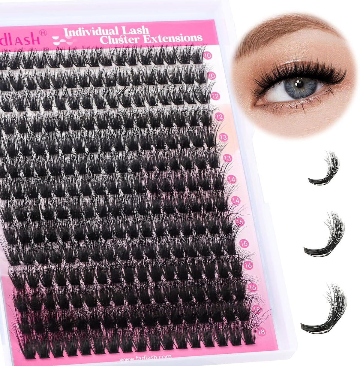 Lash Clusters Volume Fluffy Soft D Curl 280Pcs 80D 10-18Mm