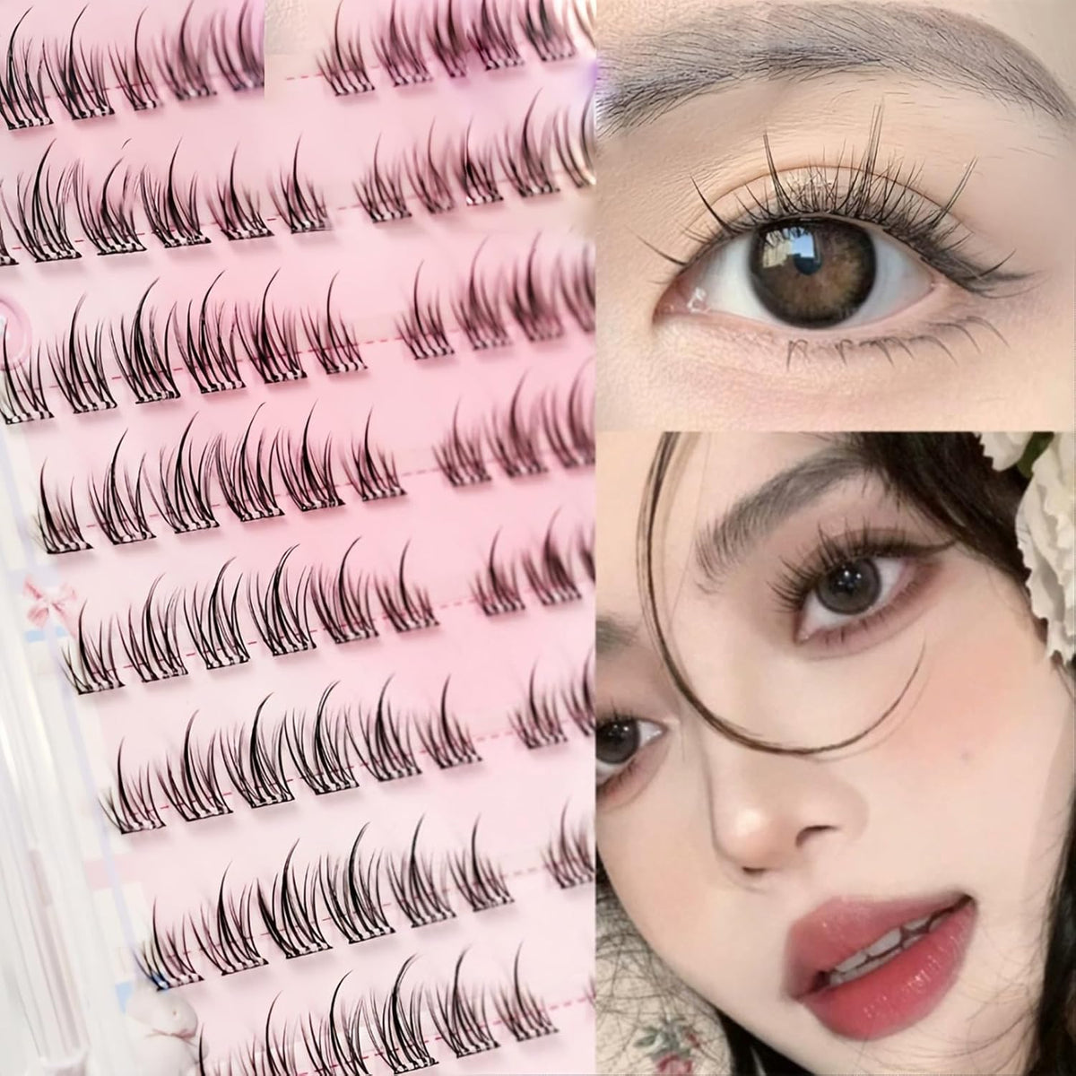 False Lashes, 120 Clusters, Natural C-Curve, Easy to Apply, Reusable False Eyelashes for All Makeup Styles