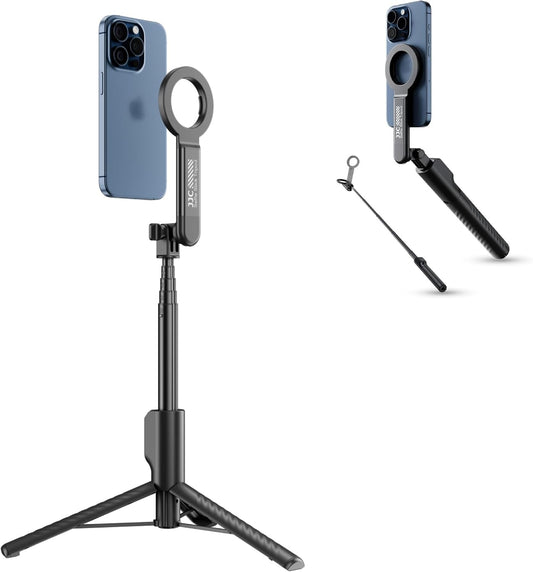 Magnetic Selfie Stick & Mini Tripod- Extendable Phone Tripod with 180° Roating Phone Holder for iPhone & Android BLACK